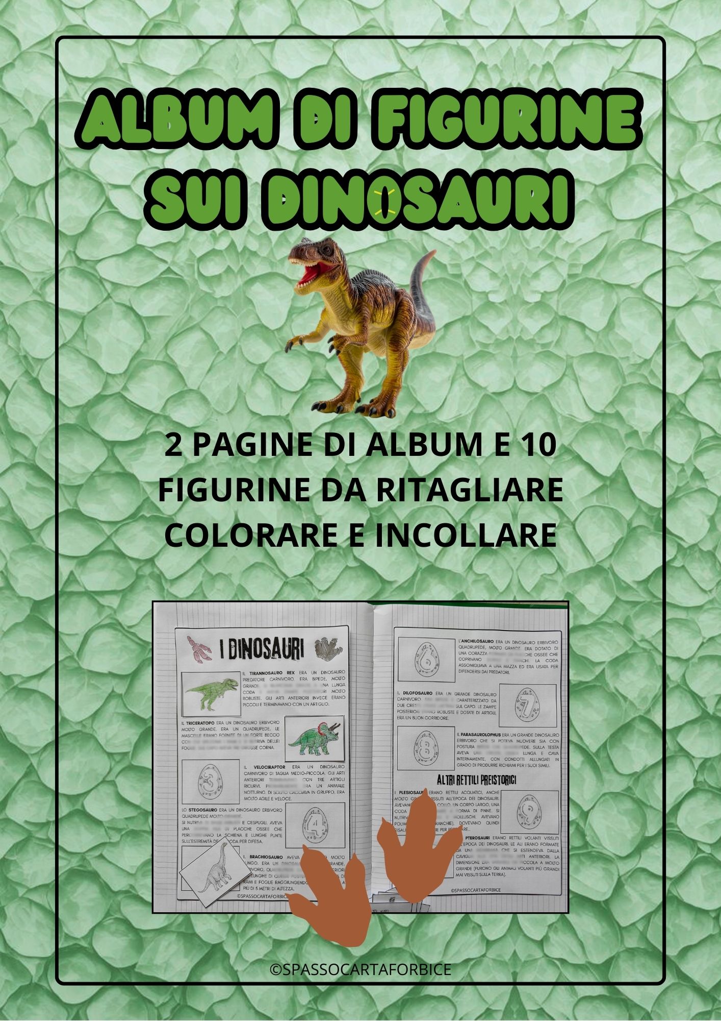 album di figurine dei dinosauri da stampare e colorare