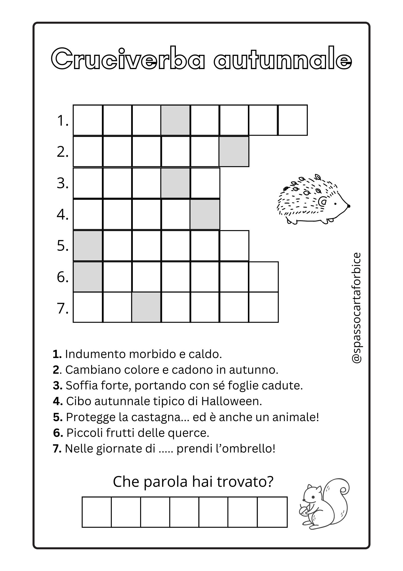 gioco cruciverba frutta parole in stampatello maiuscolo 